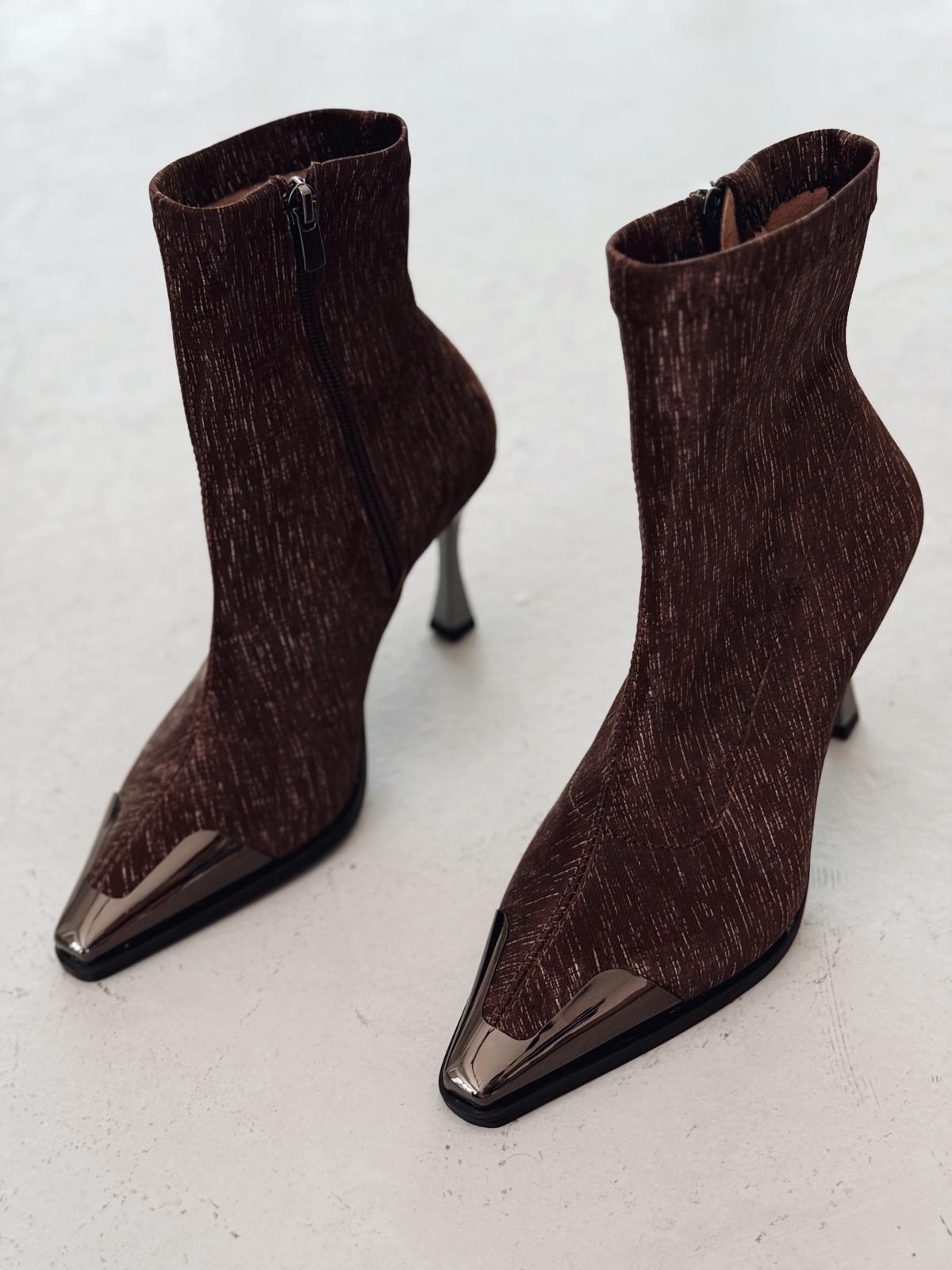 Rosavi Kadın Topuklu Streç Bot Acıkahve Nubuk - ILOVESHOES
