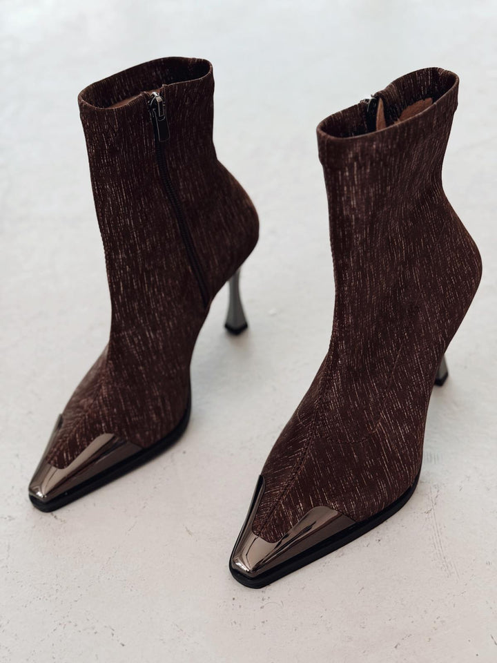 Rosavi Kadın Topuklu Streç Bot Acıkahve Nubuk - ILOVESHOES