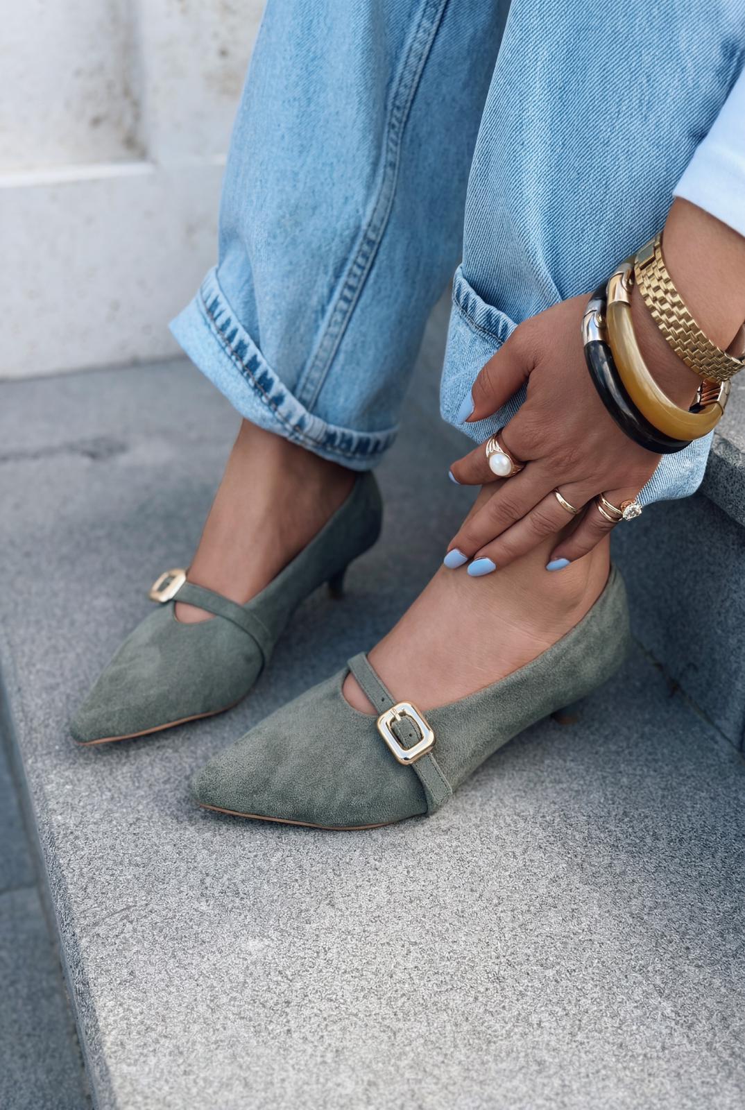 Karden Hakiki Deri Kadın Haki Süet Kadın Stiletto - ILOVESHOES