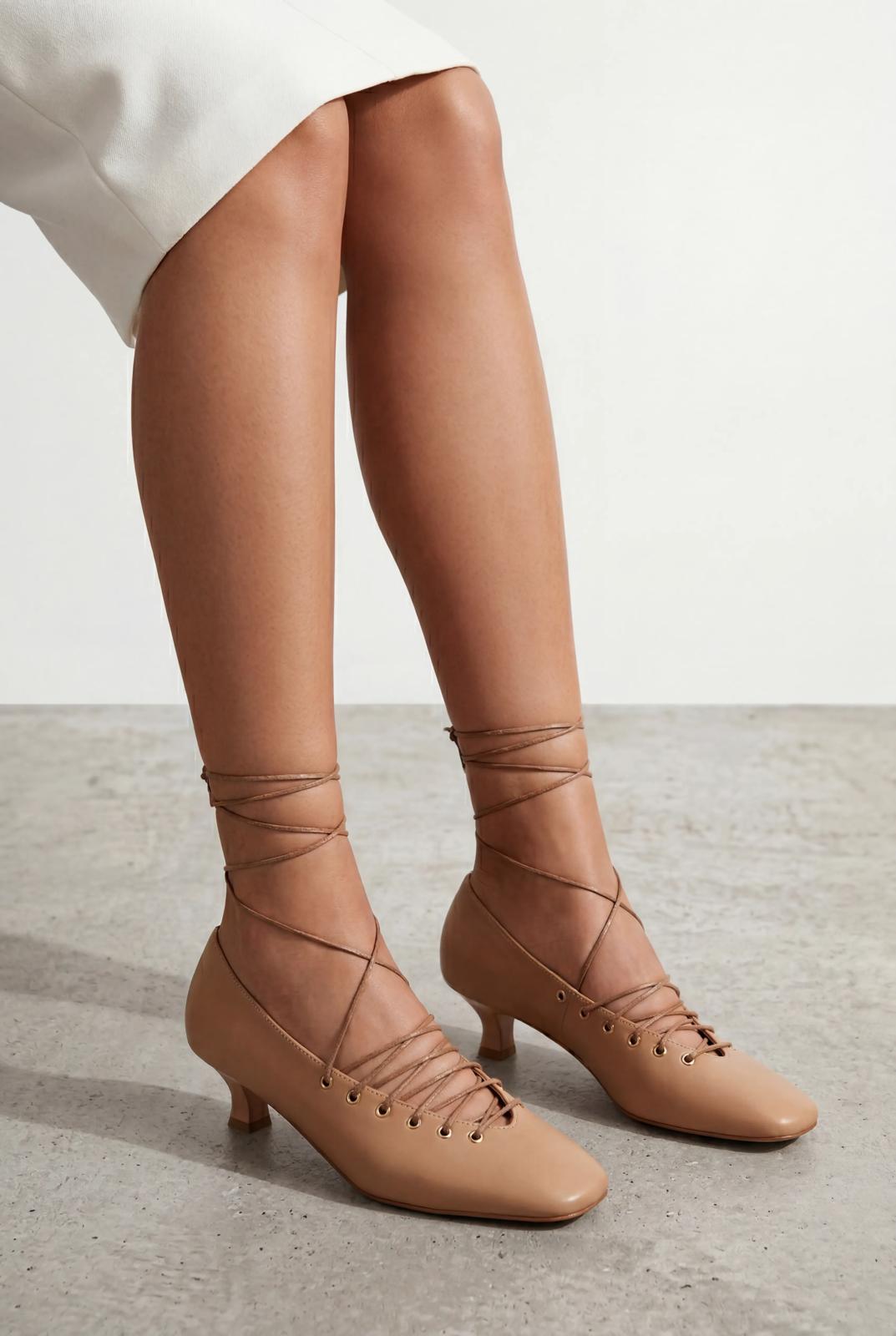 Sernis Nude Mat Deri Kadın Topuklu Ayakkabı - ILOVESHOES