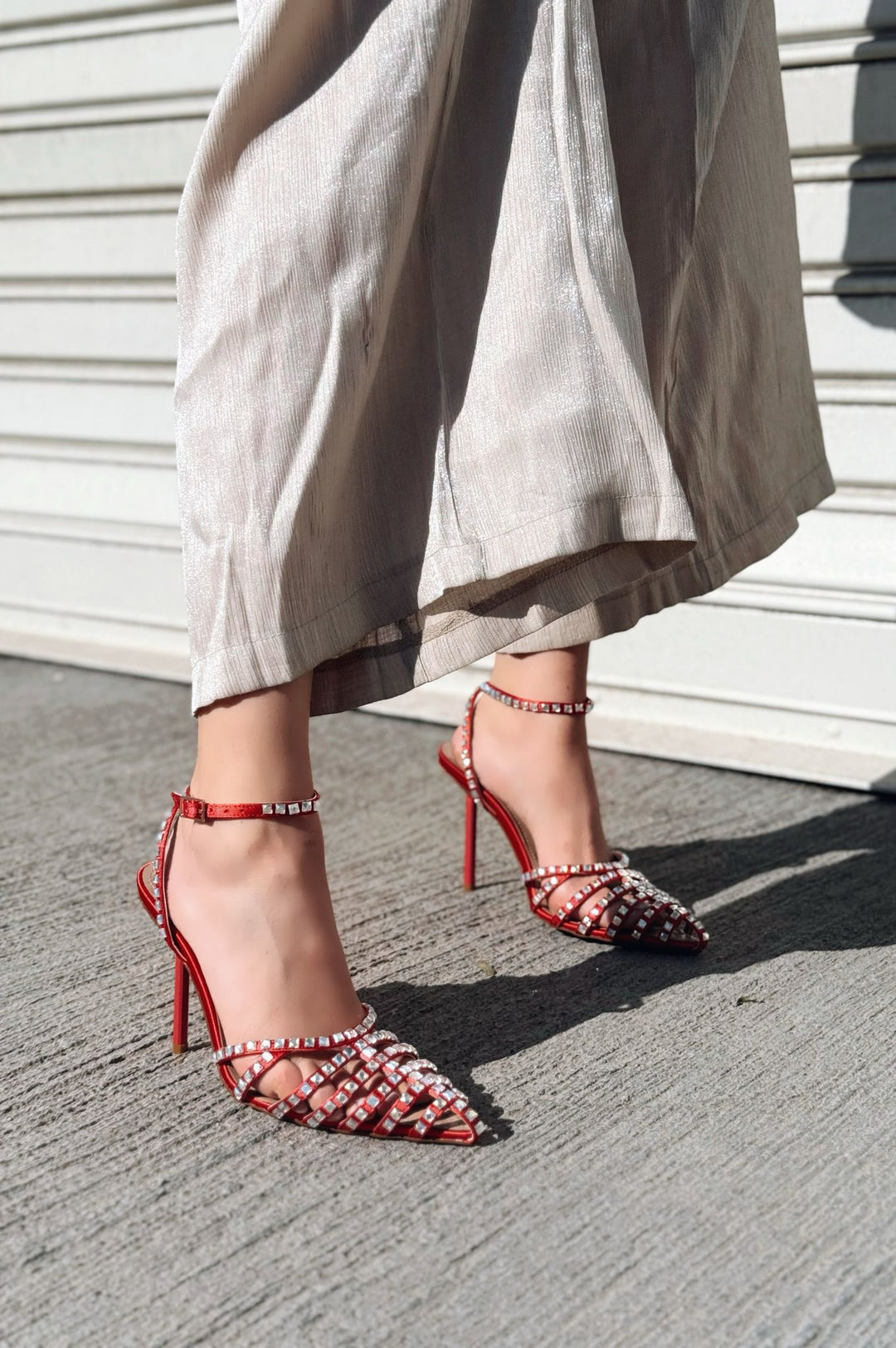 Penoria Mat Kırmızı Bant Detaylı Stiletto - ILOVESHOES