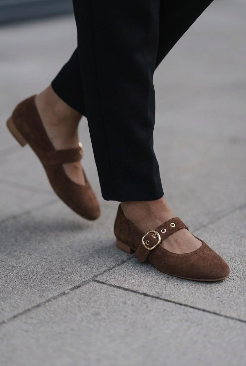 Dexor Kadın Babet Acıkahve Süet - ILOVESHOES