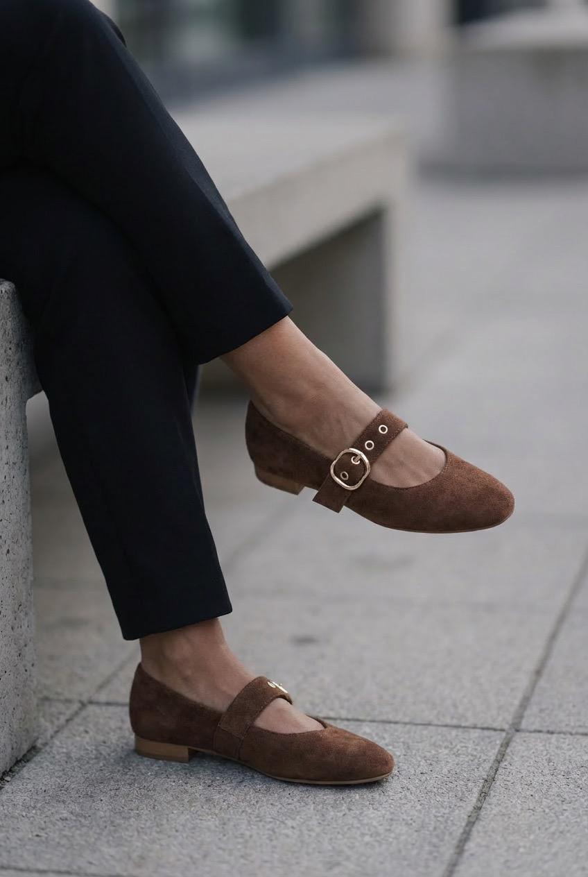 Dexor Kadın Babet Acıkahve Süet - ILOVESHOES