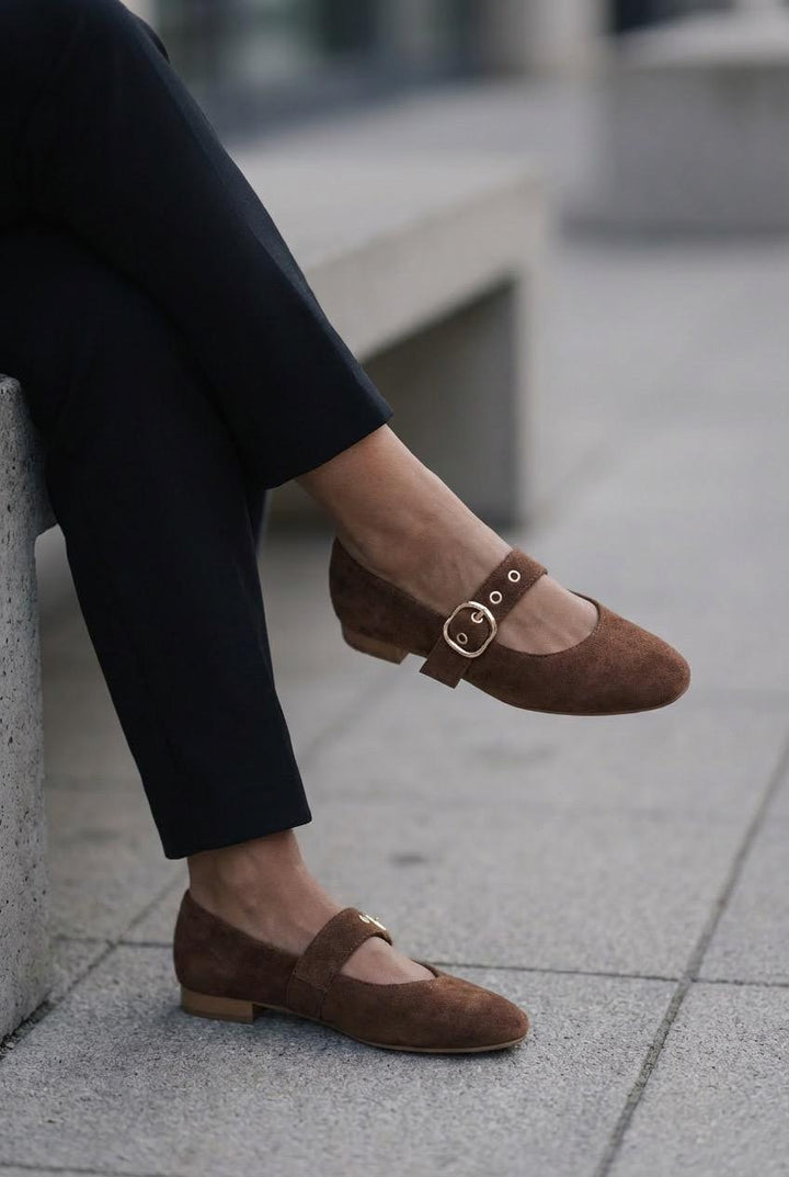 Dexor Kadın Babet Acıkahve Süet - ILOVESHOES