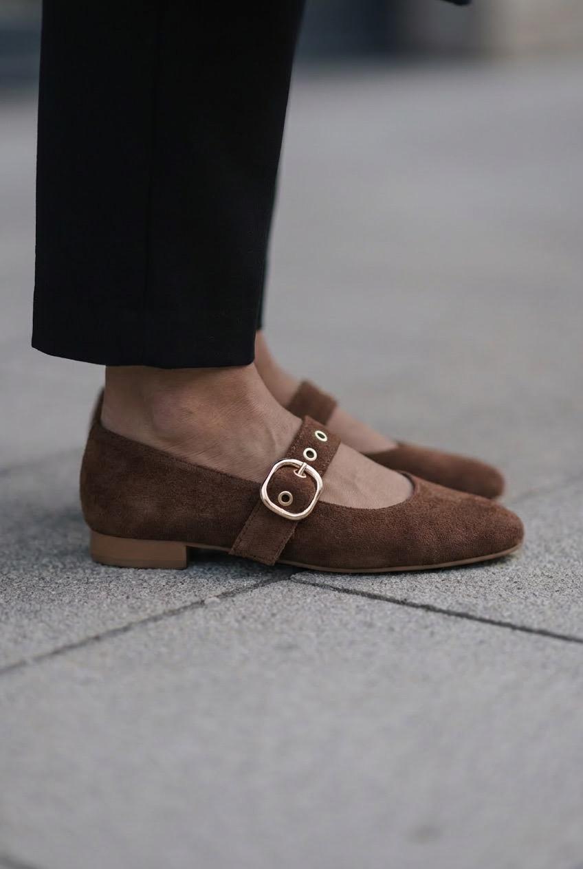 Dexor Kadın Babet Acıkahve Süet - ILOVESHOES