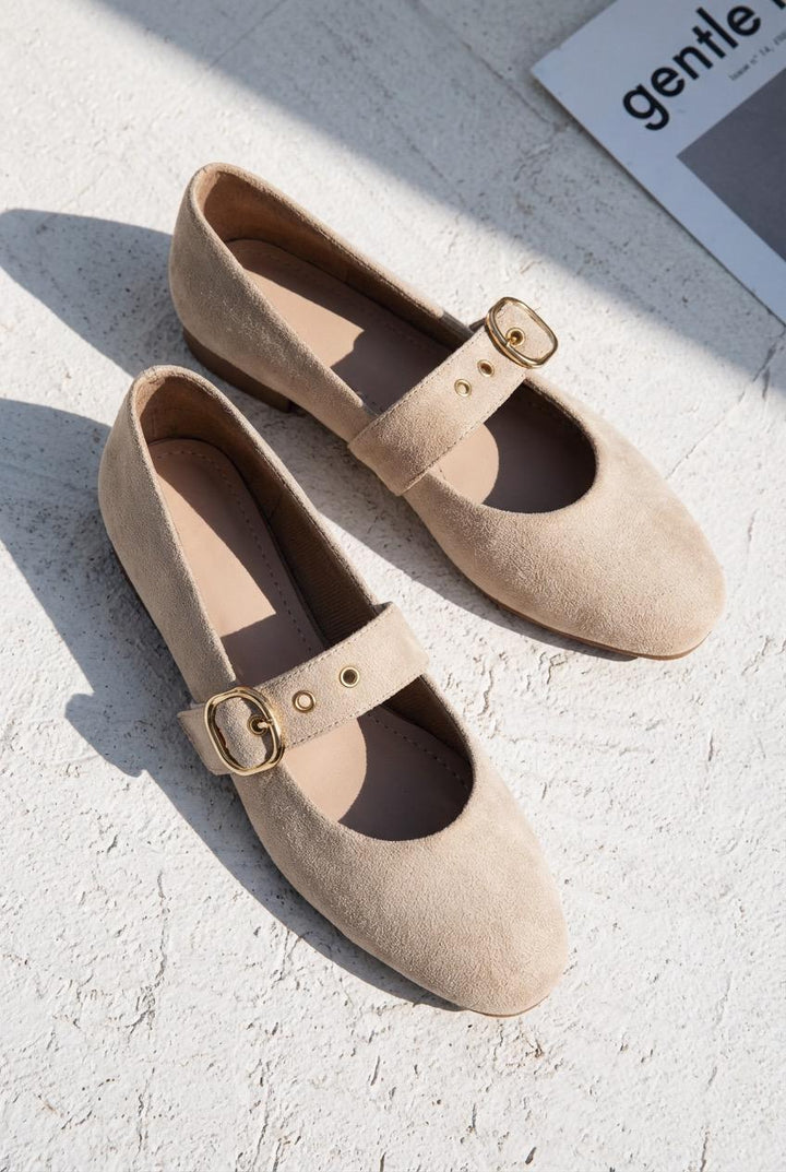 Dexor Kadın Babet Bej Süet - ILOVESHOES