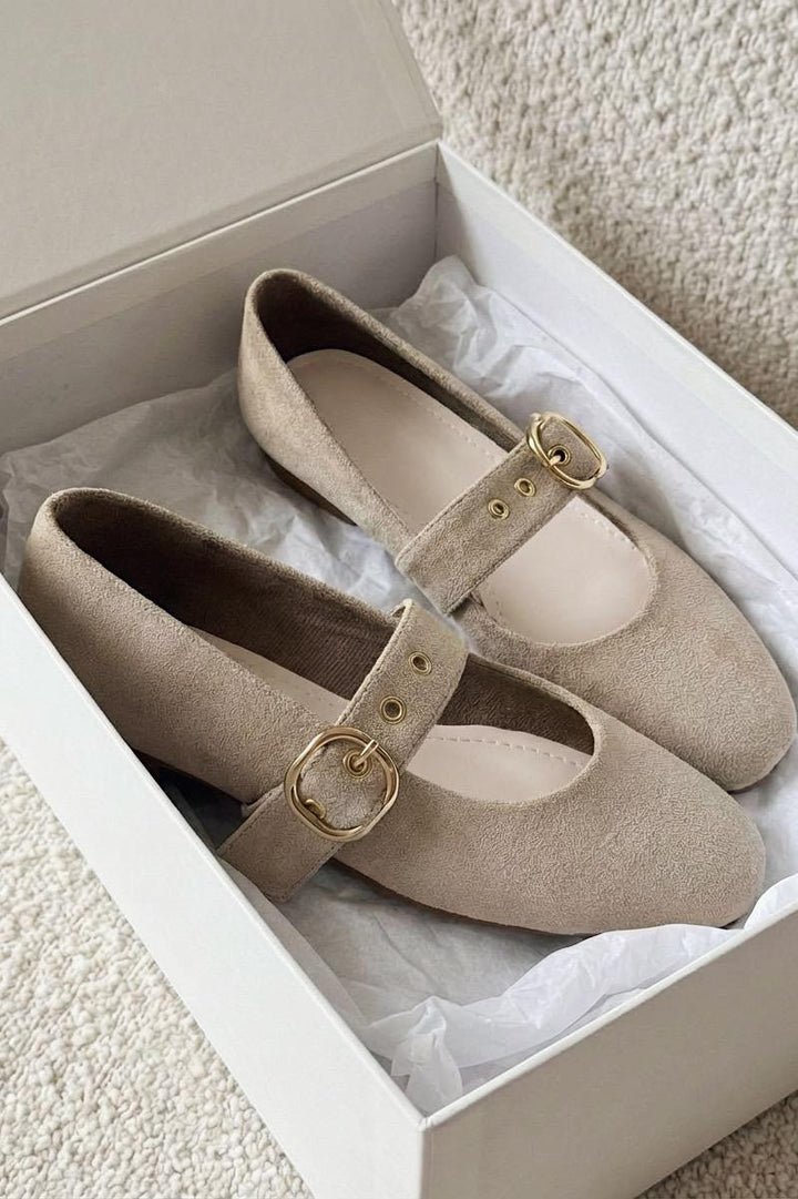 Dexor Kadın Babet Bej Süet - ILOVESHOES