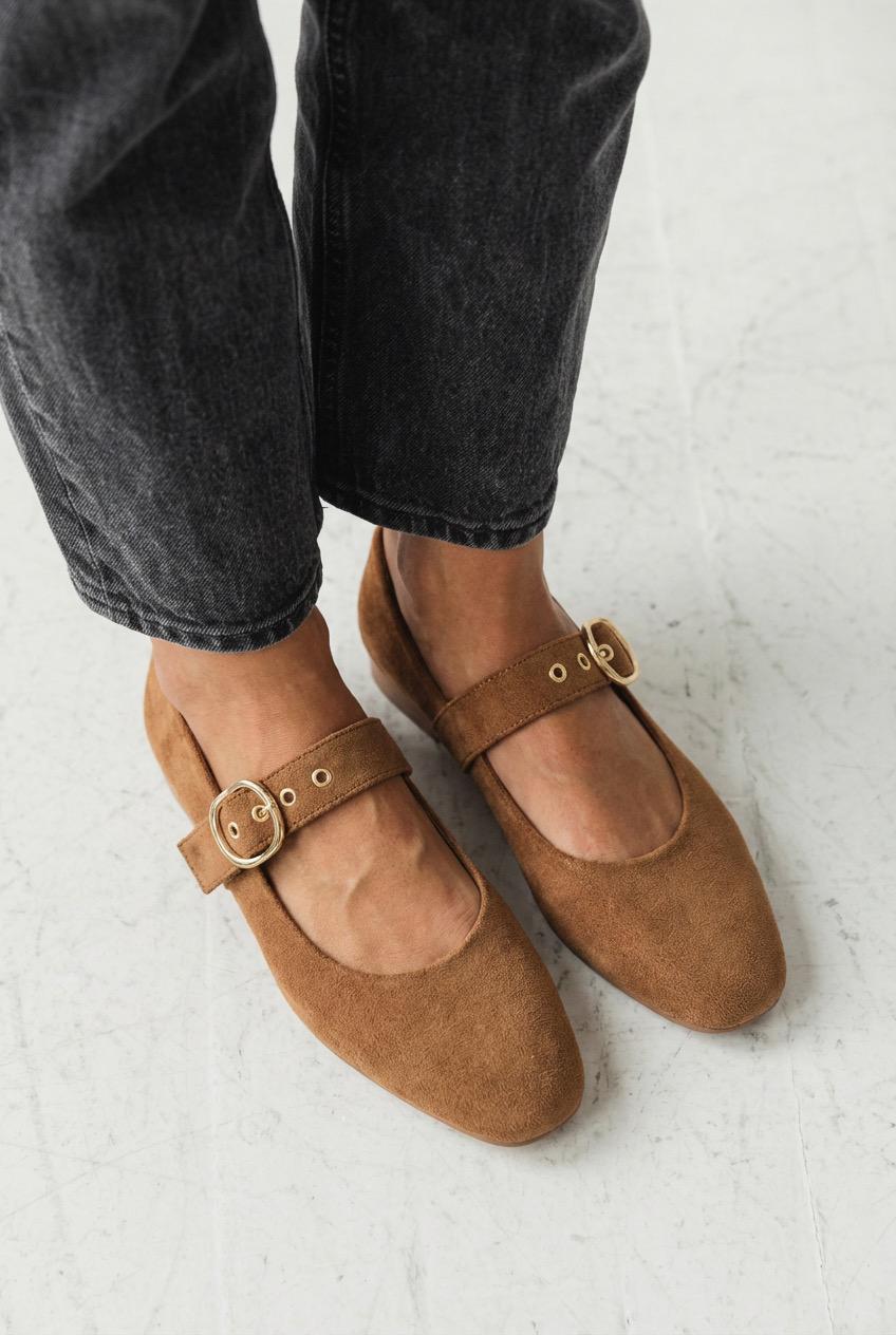 Dexor Kadın Babet Taba Süet - ILOVESHOES