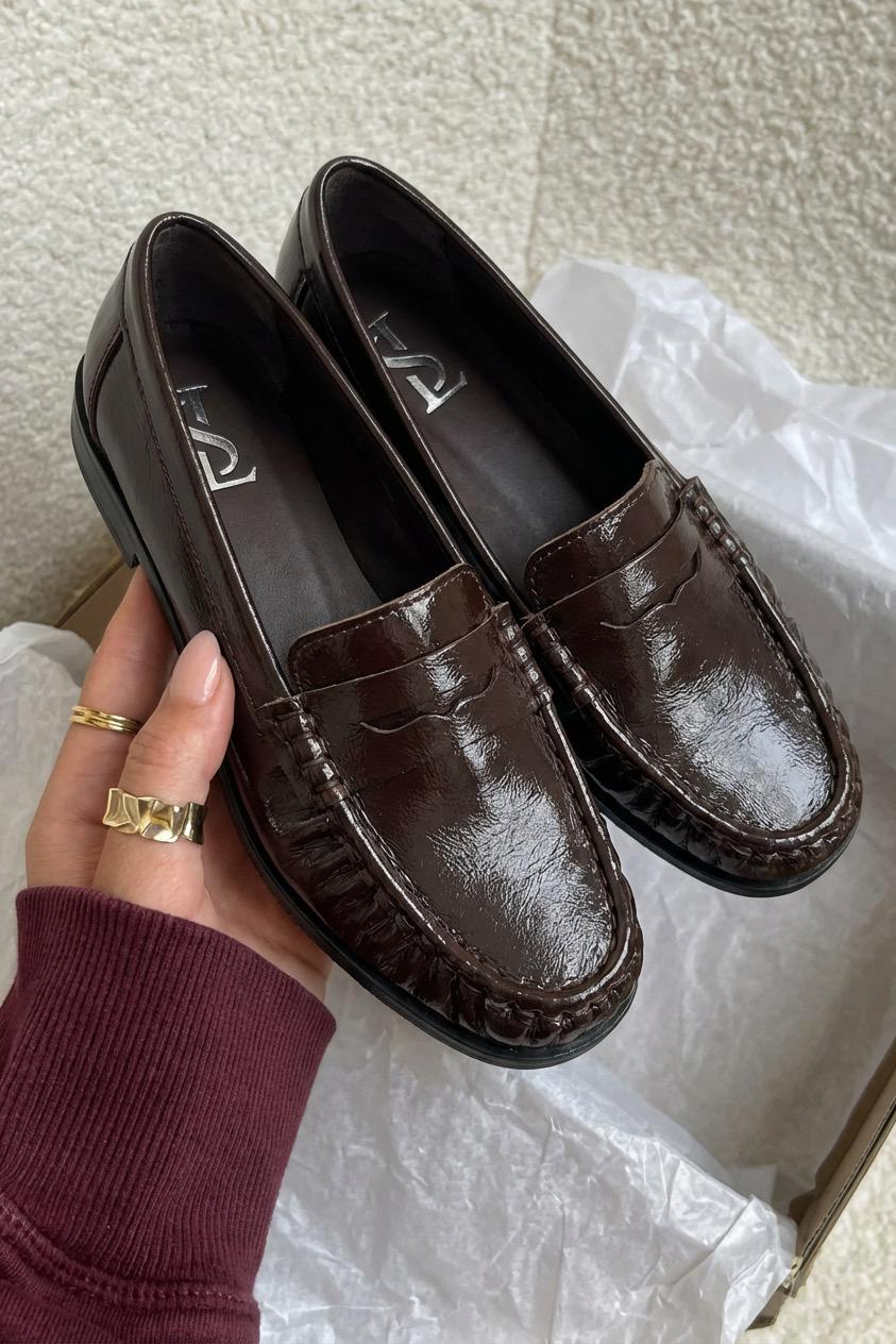 Marcel Kadın Loafer Acıkahve Kırışık Rugan - ILOVESHOES