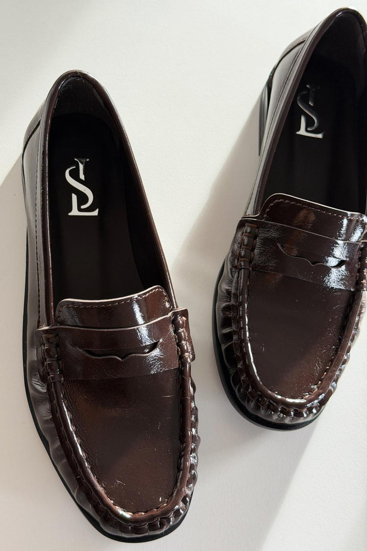 Marcel Kadın Loafer Acıkahve Kırışık Rugan - ILOVESHOES