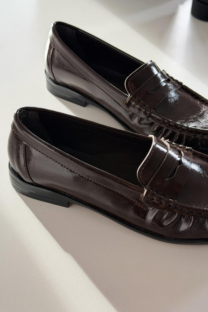 Marcel Kadın Loafer Acıkahve Kırışık Rugan - ILOVESHOES