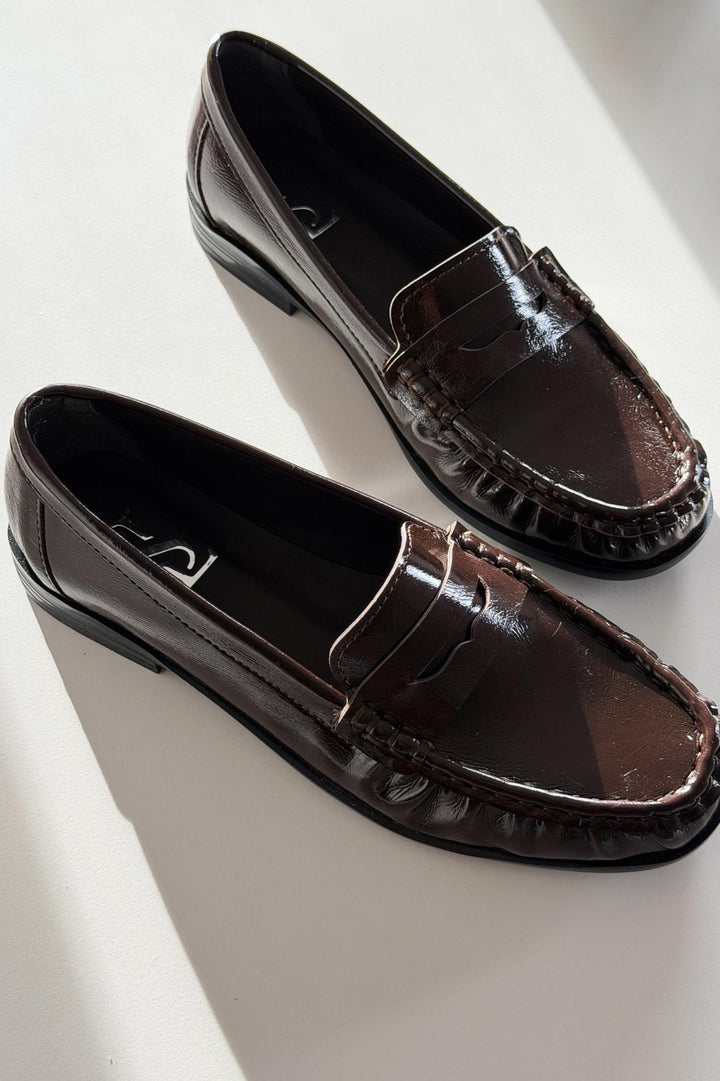 Marcel Kadın Loafer Acıkahve Kırışık Rugan - ILOVESHOES