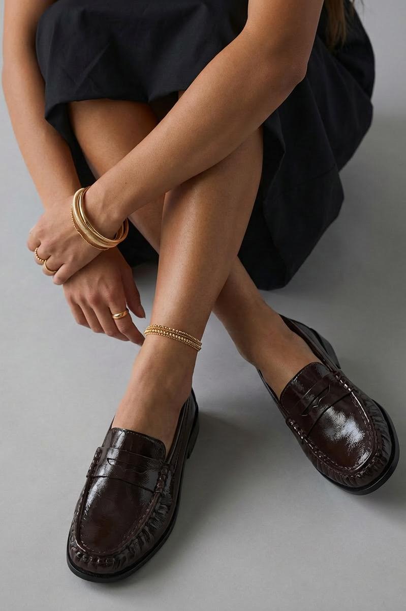 Marcel Kadın Loafer Acıkahve Kırışık Rugan - ILOVESHOES