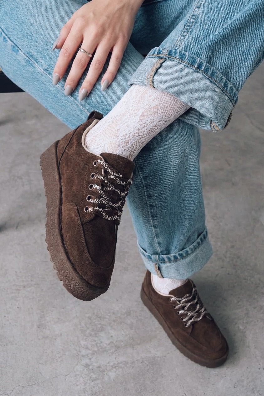 Ruvo Kadın Spor Ayakkabı Acıkahve Süet - ILOVESHOES