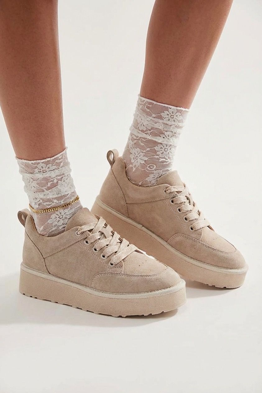 Ruvo Kadın Spor Ayakkabı Bej Süet - ILOVESHOES