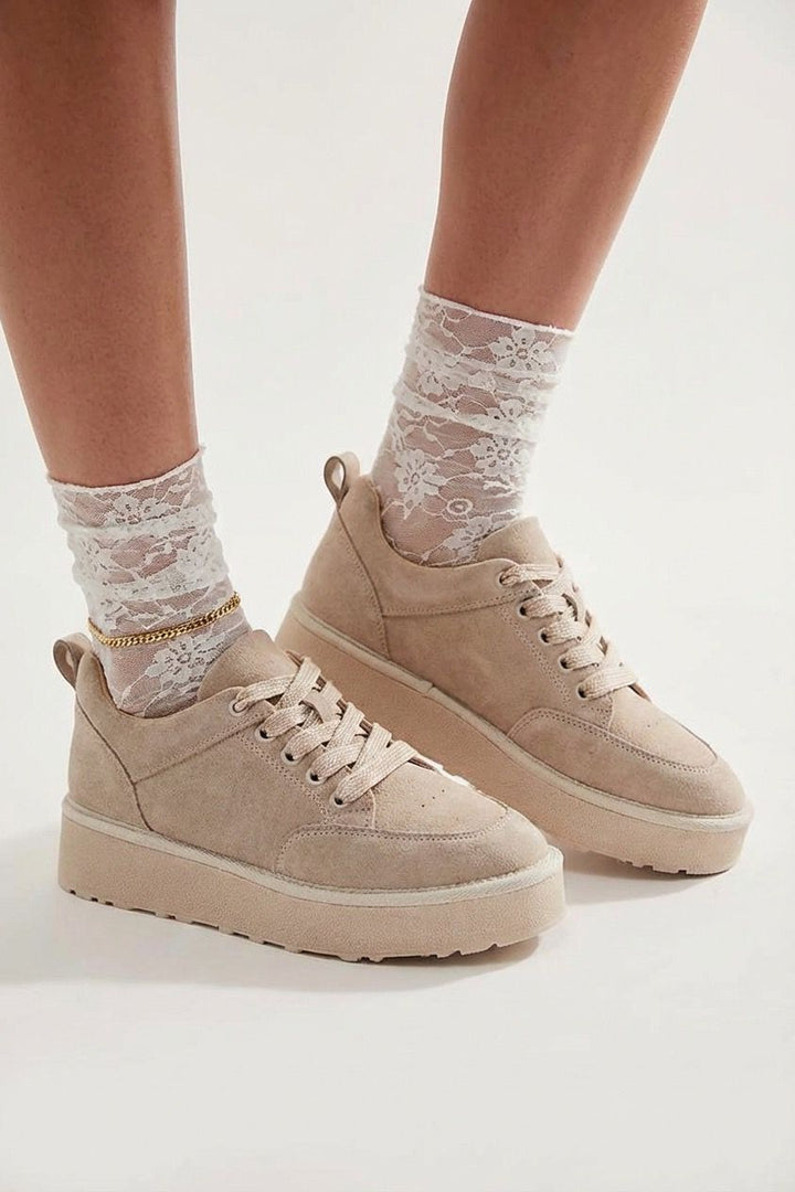 Ruvo Kadın Spor Ayakkabı Bej Süet - ILOVESHOES