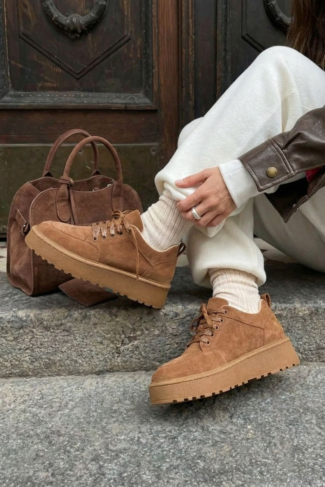 Ruvo Kadın Spor Ayakkabı Taba Süet - ILOVESHOES