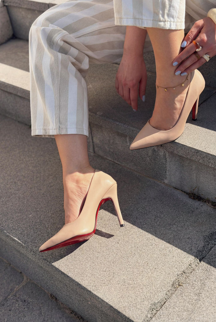 Noxi Nude Mat Deri Kadın Stiletto