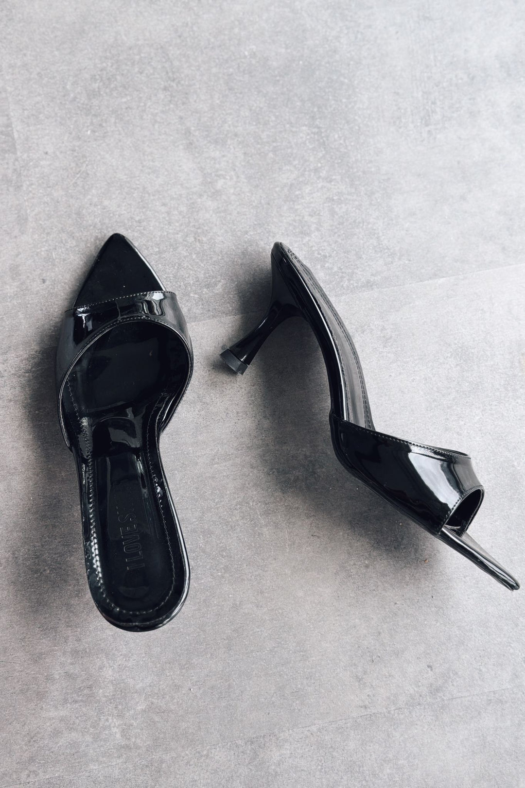 Yonspe Siyah Rugan Kadın Topuklu Terlik - ILOVESHOES