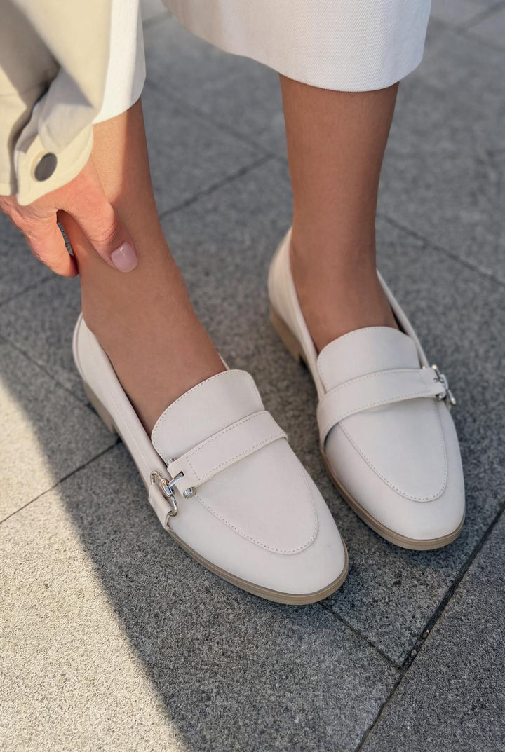 Torlax Kadın Loafer Bej Saten - ILOVESHOES