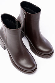 Fivra Kahverengi Fermuarlı Kalın Topuklu Günlük Kadın Bot