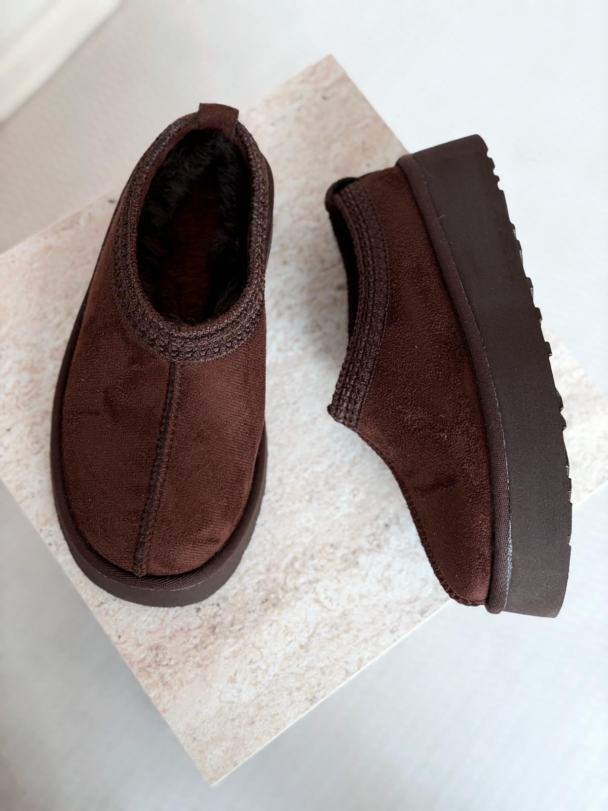 Lefani Kadın İçi Tüylü Terlik Acıkahve Süet - ILOVESHOES