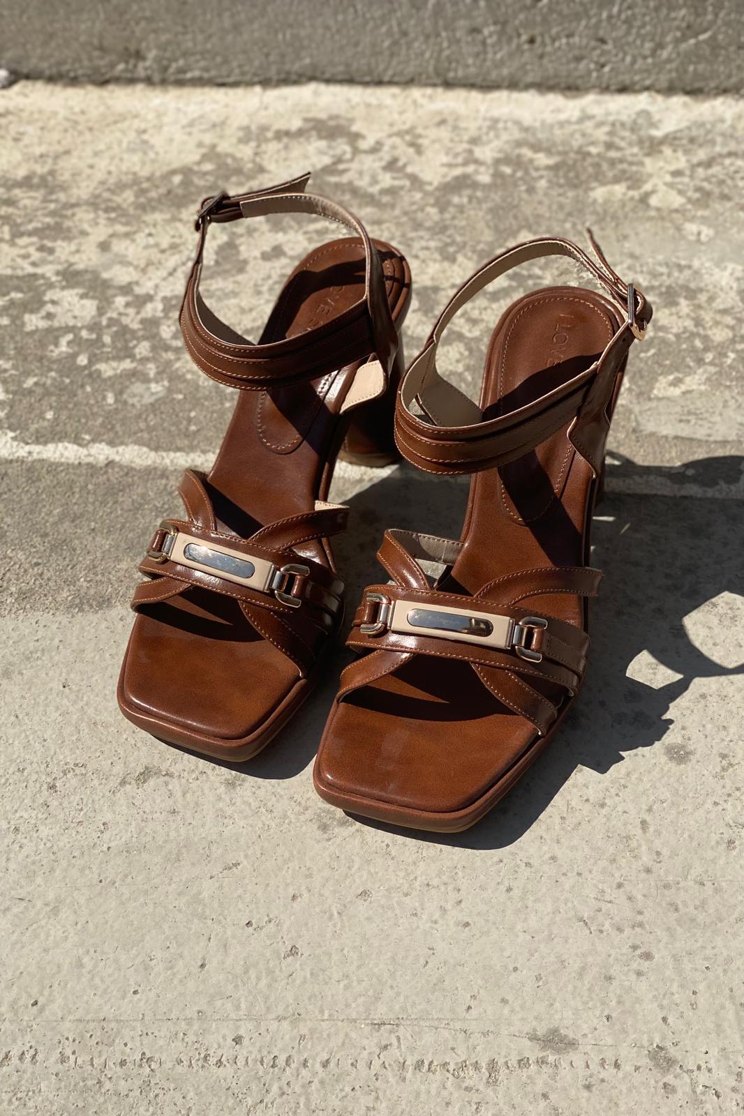 Selvira Mat Deri Taba Topuklu Ayakkabı - ILOVESHOES