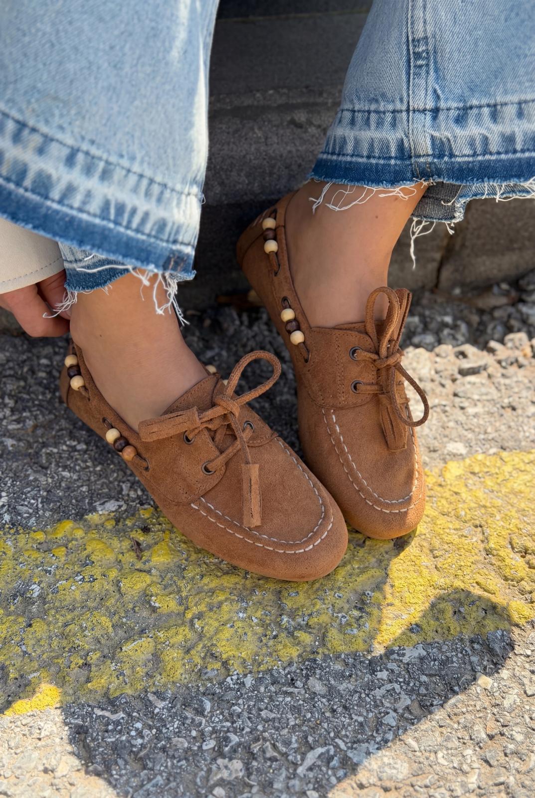 Brion Kadın Oxford Ayakkabı Taba Süet - ILOVESHOES