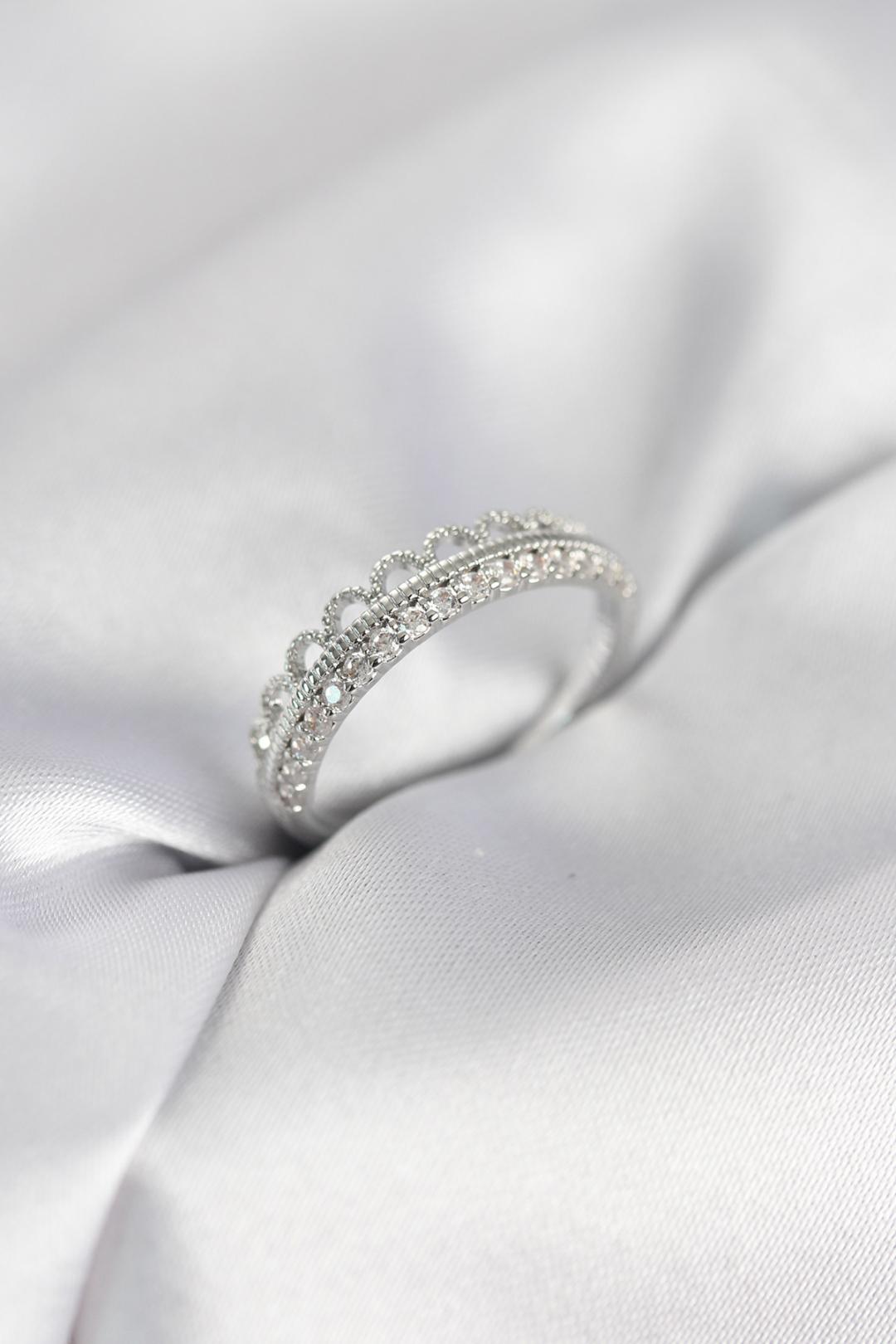 ILS - 1087 Kadın Yüzük Gümüş Pirinç Zirkon Taşlı - ILOVESHOES