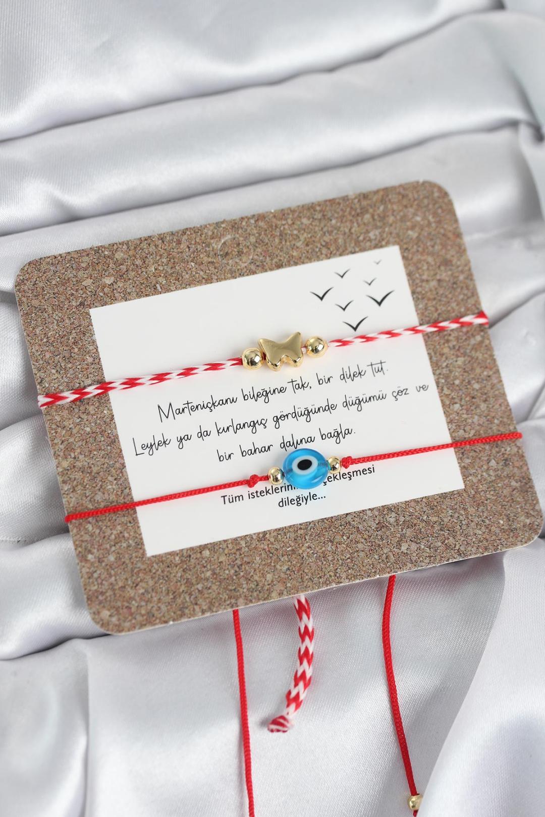 ILS - 1100 - 2 Marteniçka Bileklik 2'li Nazar ve Kelebek Model - ILOVESHOES