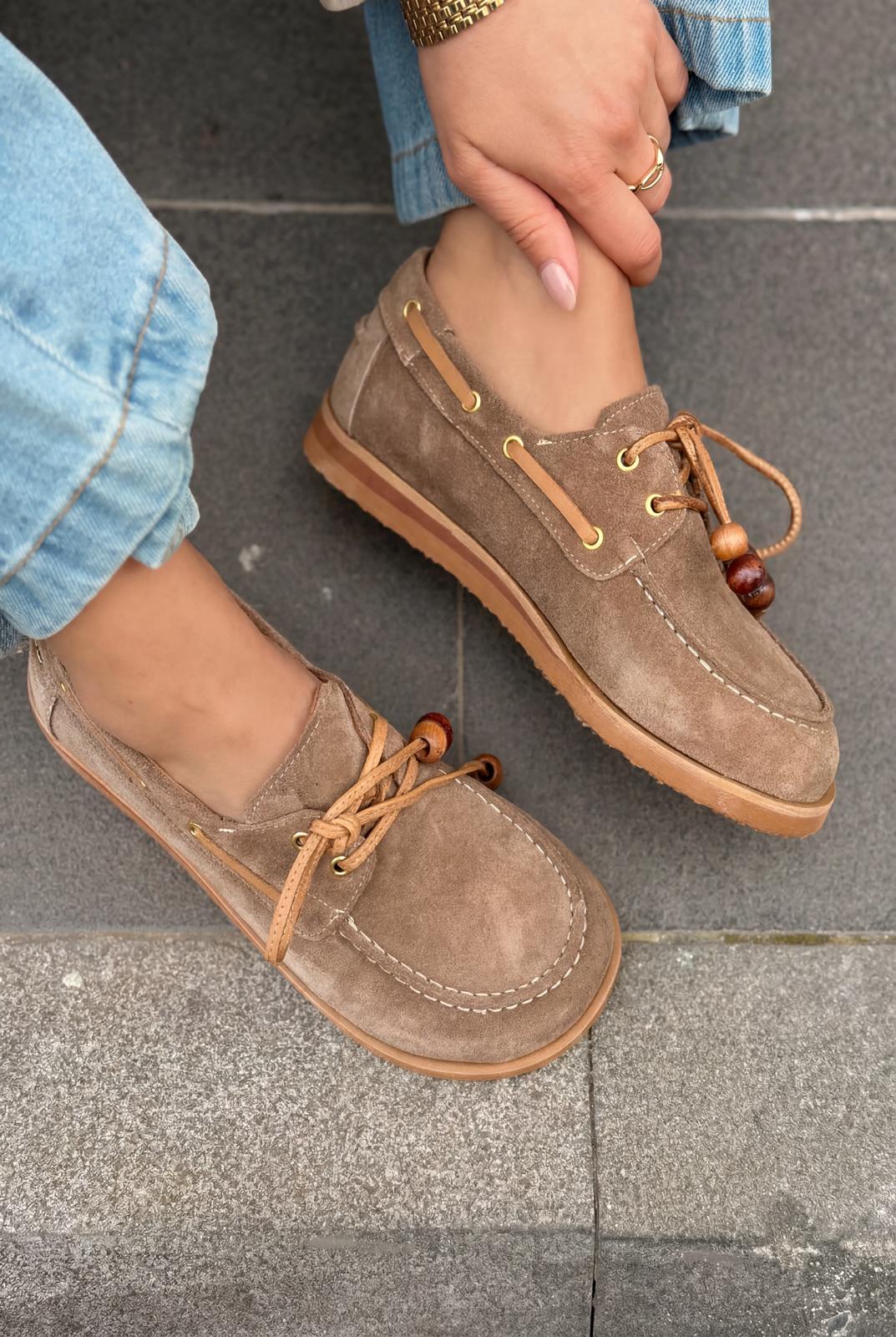 Armon Hakiki Süet Kadın Vizon - ILOVESHOES