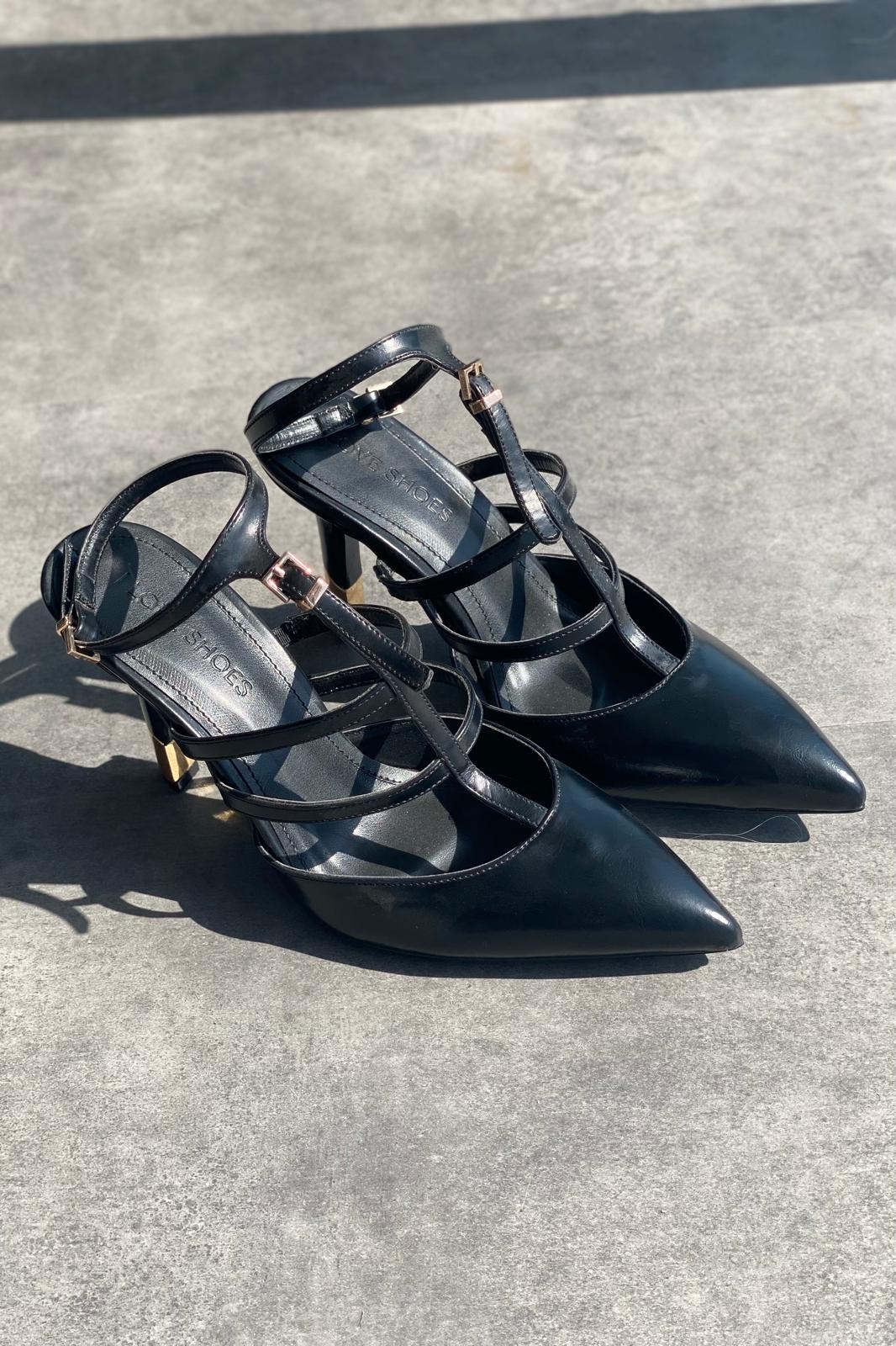 Lexon Mat Deri Siyah Stiletto - ILOVESHOES