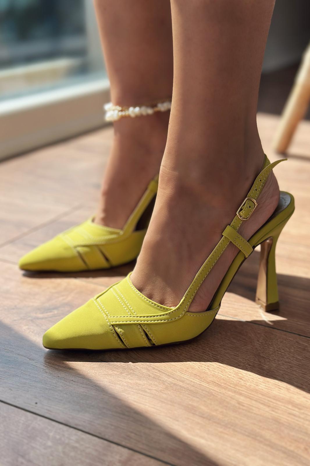 Loricel Nubuk Yüksek Topuklu Stiletto Yeşil