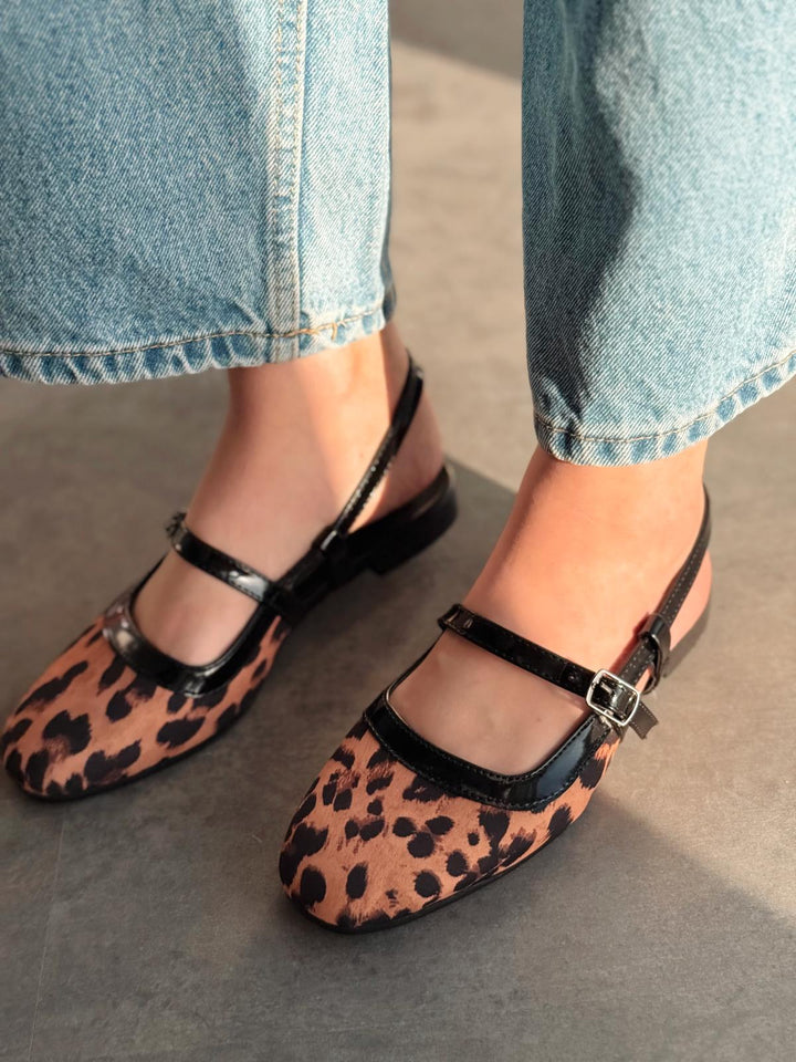 Minor Saten Leo Desenli Bant Detaylı Mary Jane - ILOVESHOES