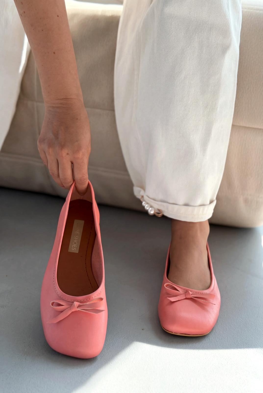 Telion Pudra Hakiki Deri Kadın Babet - ILOVESHOES