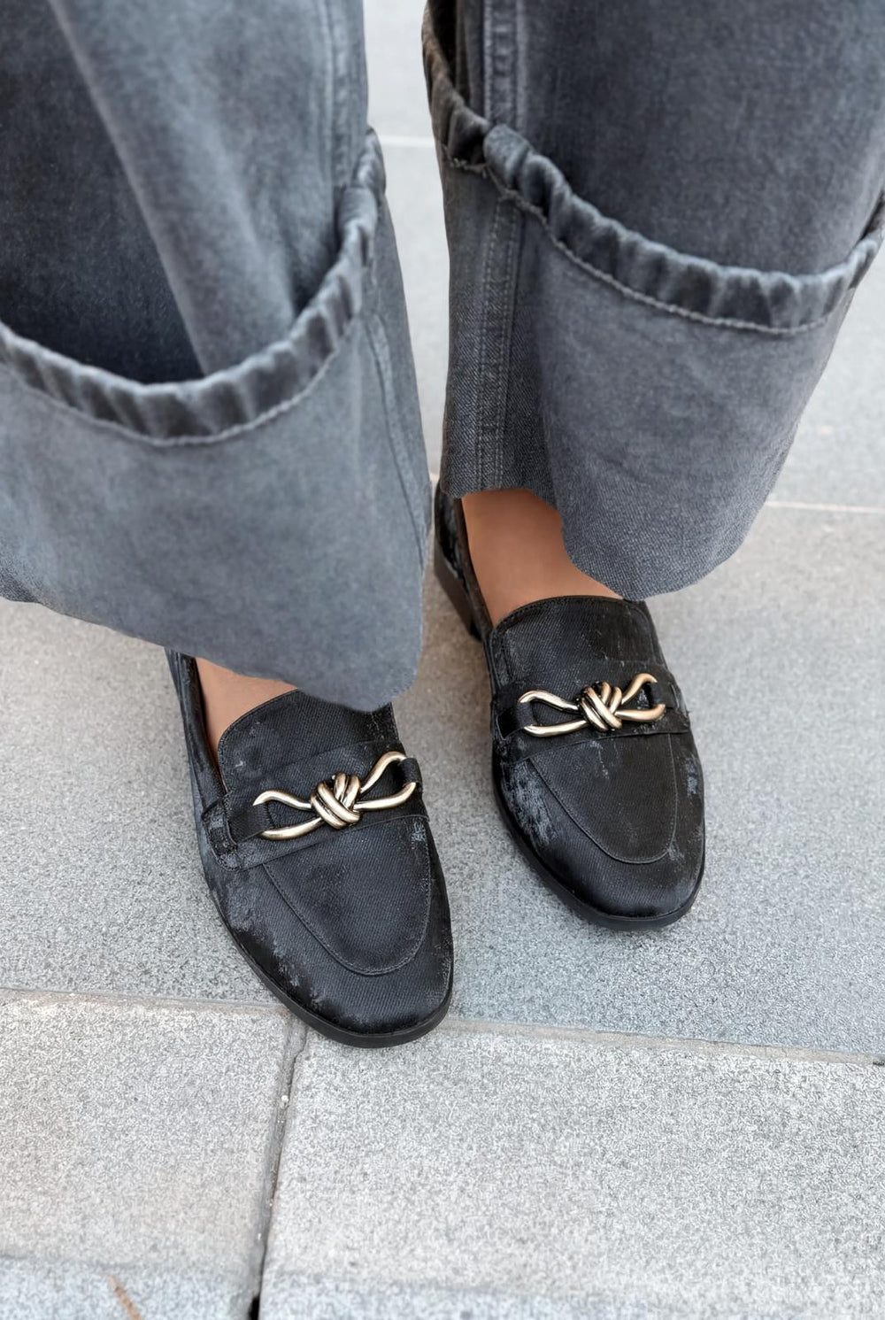 Kastora Kadın Loafer Siyah Saten - ILOVESHOES