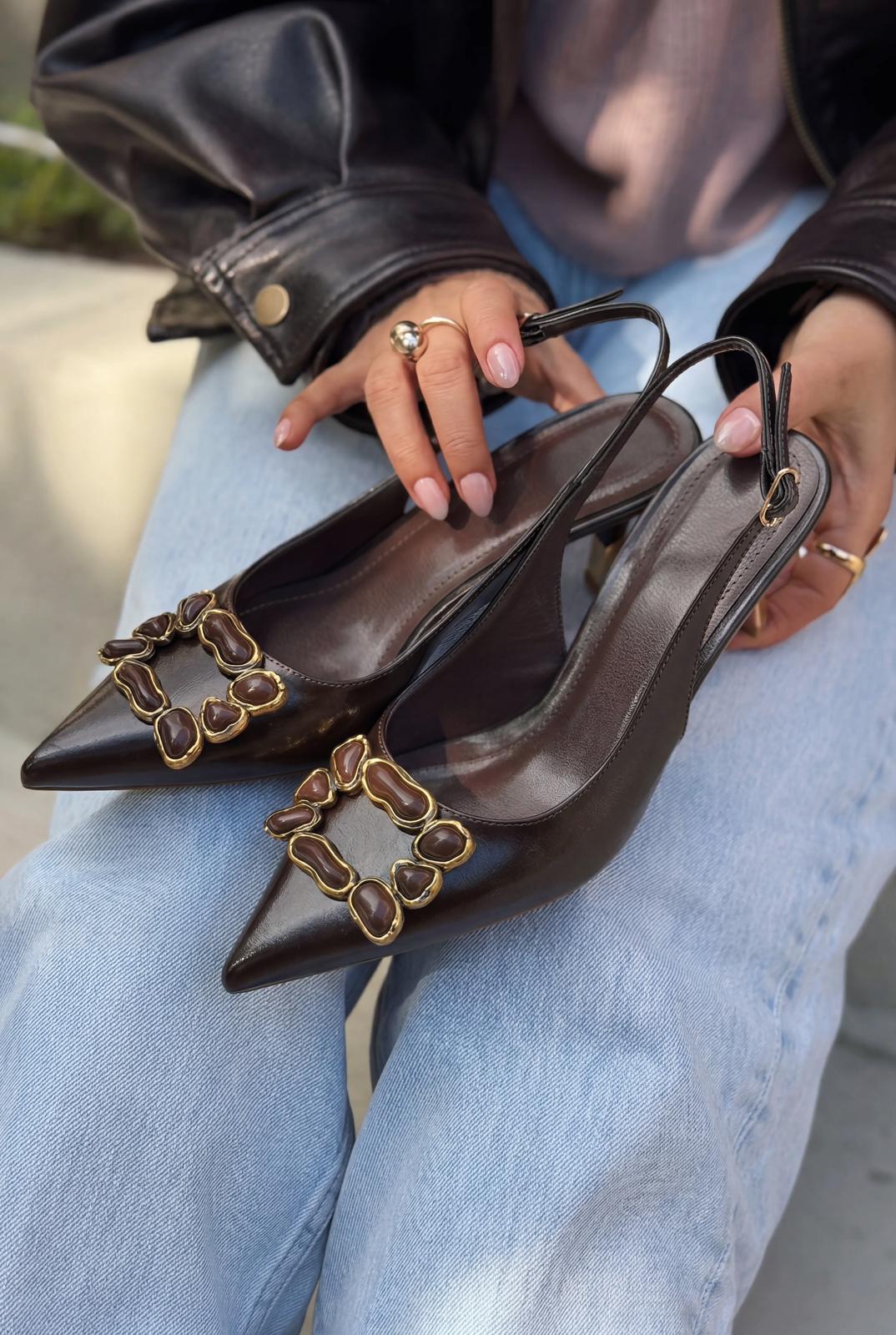 Nertia Stiletto Acıkahve Mat Deri - ILOVESHOES