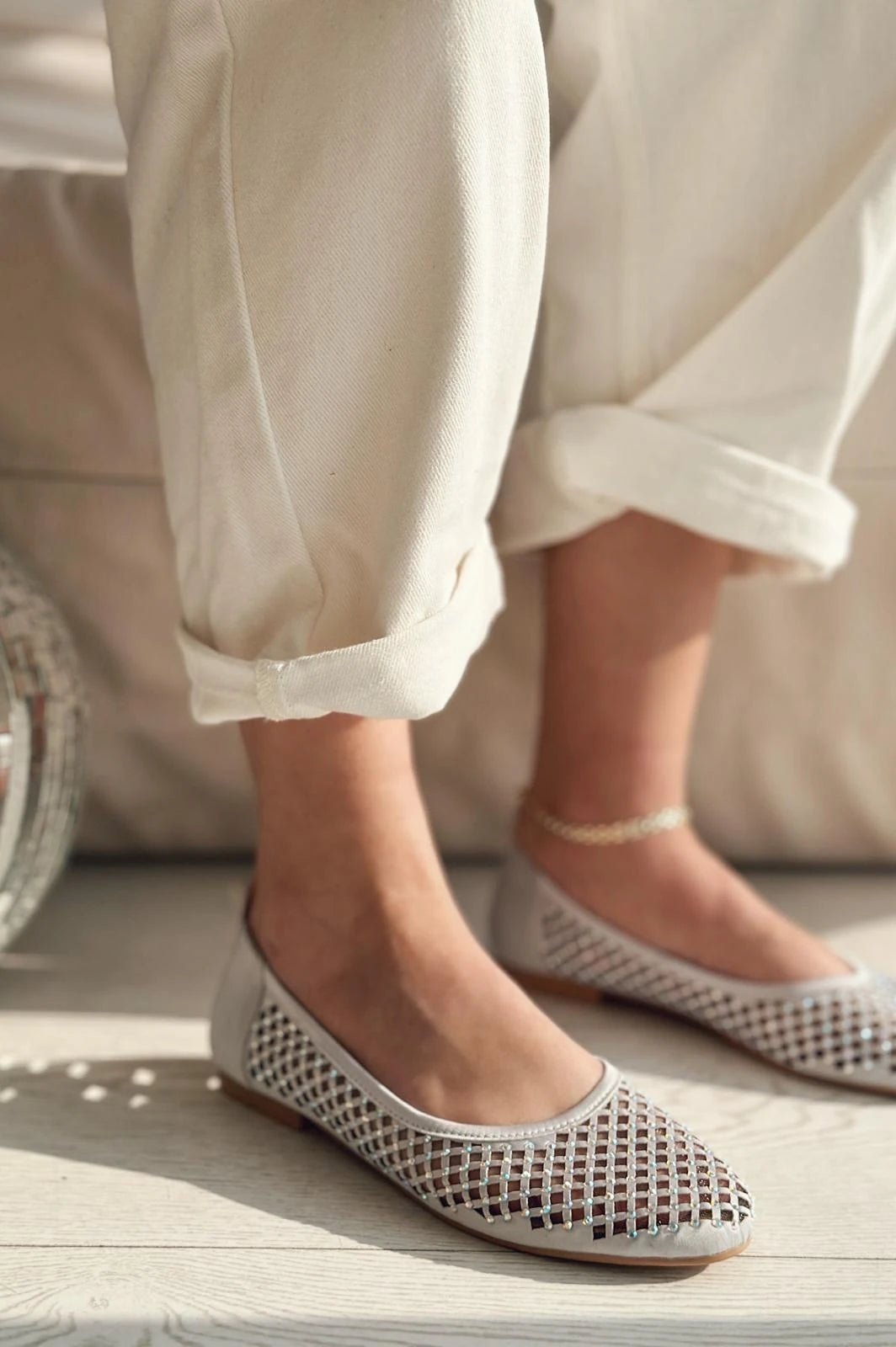 Ronetta Saten Taş Detaylı Babet Gümüş - ILOVESHOES