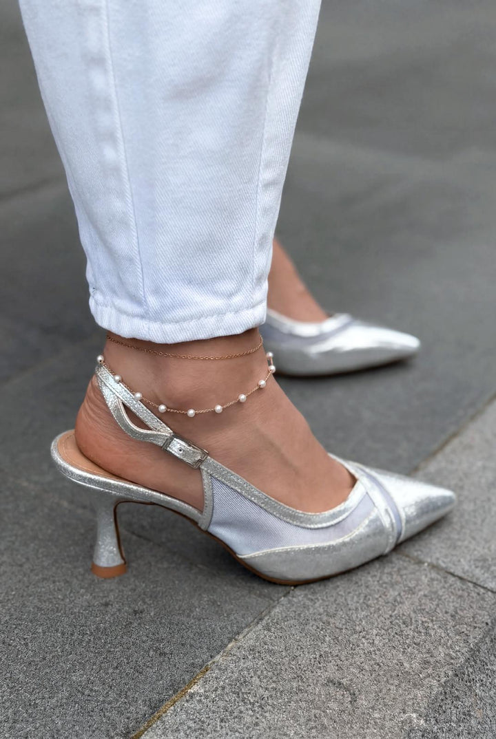 Almerion Stiletto Gümüş Parlak Deri - ILOVESHOES