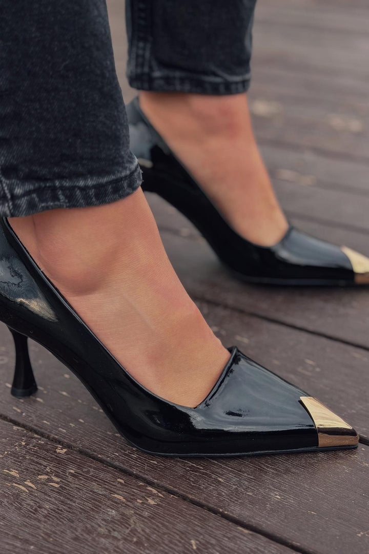 Noctra Stiletto Siyah Rugan - ILOVESHOES