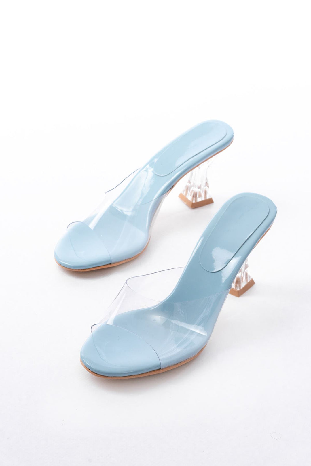 Lekton Şeffaf Kadın Topuklu Terlik Bebek Mavisi - ILOVESHOES