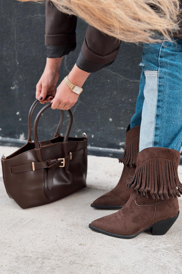 Avenor Omuz Çantası Acıkahve Mat Deri - ILOVESHOES