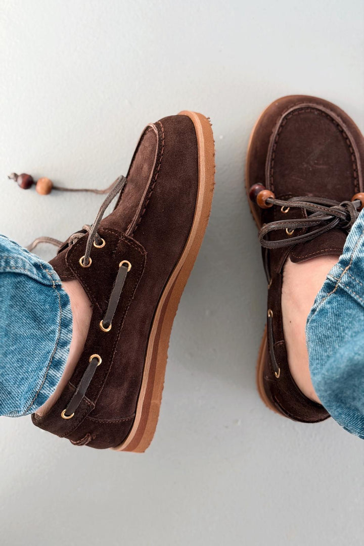 Armon Hakiki Süet Kadın Oxford Acıkahve - ILOVESHOES