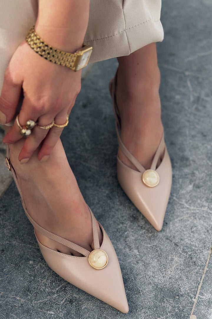 Lorisse Stiletto Nude Mat Deri - ILOVESHOES