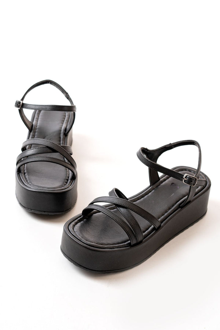 Sarinea Mat Siyah Dolgu Topuklu Sandalet - ILOVESHOES