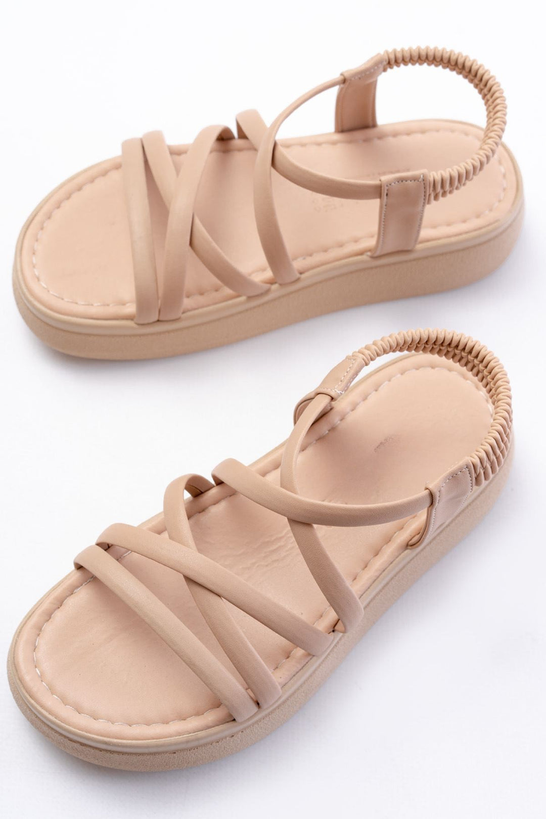 Herilva Mat Nude Çapraz Bantlı Kadın Sandalet - ILOVESHOES