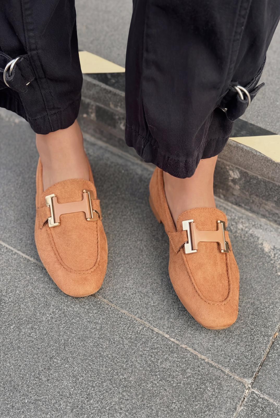 Elara Kadın Loafer Taba Süet - ILOVESHOES