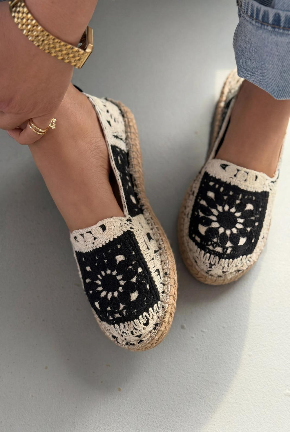 Linera Siyah Kadın Espadril Loafer - ILOVESHOES