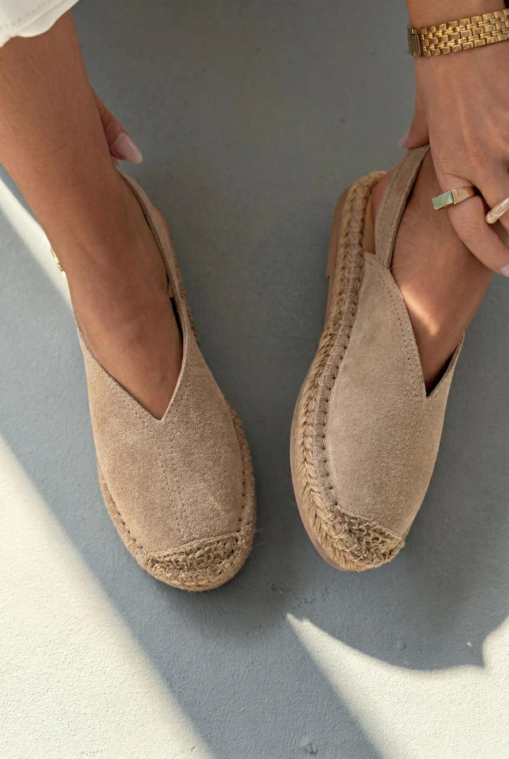 Orveth Bej Hakiki Süet Kadın Espadril - ILOVESHOES
