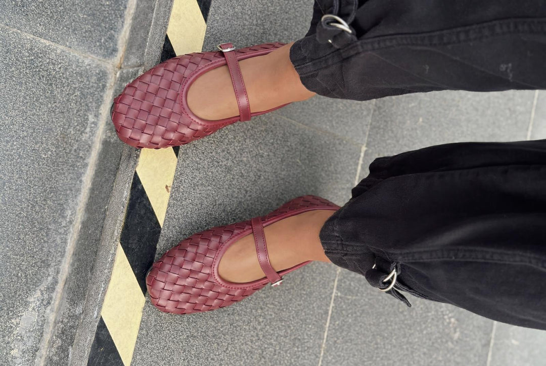 Roselle Kadın Babet Bordo Mat Deri - ILOVESHOES